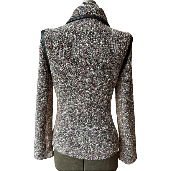 RAG & BONE Hart Tweed Biker Moto Jacket Pink/Ivory/Black,  Leather Trim, Med. - Picture 6 of 13